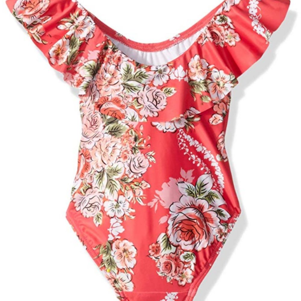 NWT SEAFOLLY GIRLS SIZE 3 ROSE PINK FLORAL SUIT